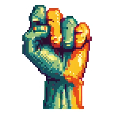 clenched fist salute, bold colors sticker