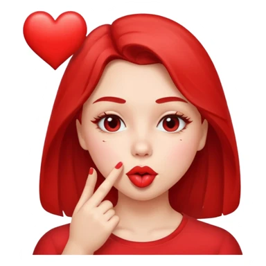 Emoji, girl's face blowing a kiss, puckered lips, small heart sticker
