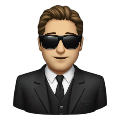 Chris Moltisanti from sopranos eith sunglasses and a neck brace and black suit and shirt sticker