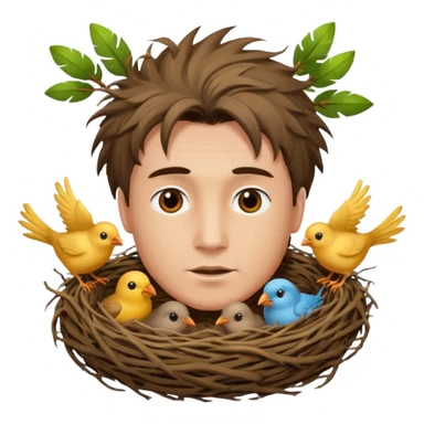 Man who has a Birds Nest for hair sticker