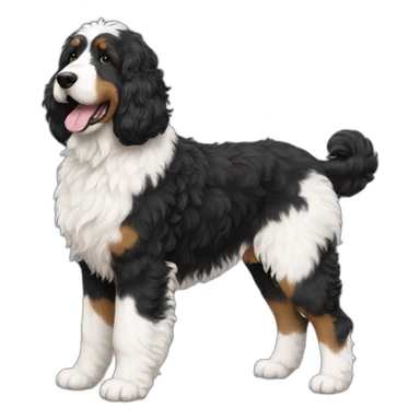 black white f1b bernedoodle slim tall sticker