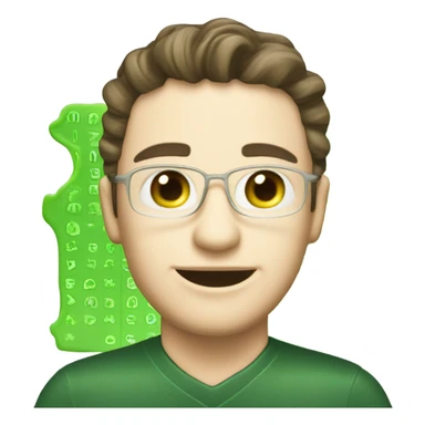 create a green verified badge that has scalloped edges and binary code written in white on the inside sticker