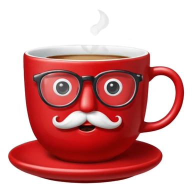 talking teacup red with glassess and mustache sticker