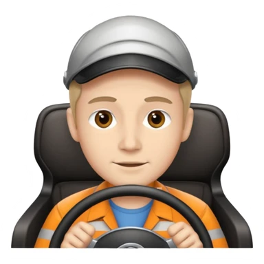 driver with simple face at steering wheel sticker