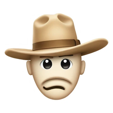 Squiggly confused face with cowboy hat  sticker