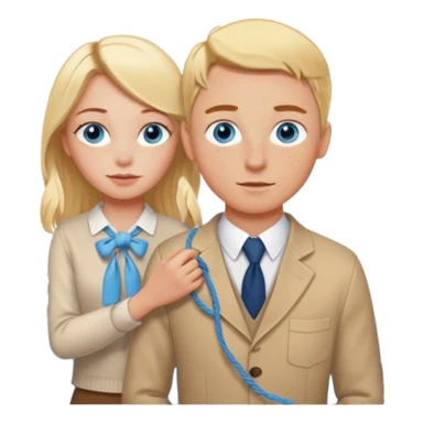 crea un emoji con esos 3 en conjunto👫🏻🪢🚘 & que la chica sea rubia y tenga pecas en la cara y tenga los ojos azules sticker