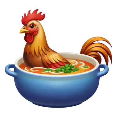 rooster next to a steaming bowl of soup emoji sticker