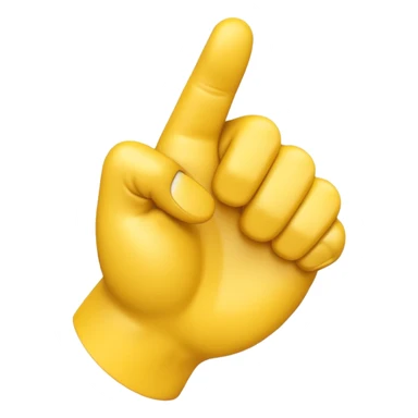 A 3D Apple-style yellow hand emoji, closed fist with thumb pointing backward over the shoulder direction, smooth rounded shape, shiny surface, clean minimal background. AND MOTİON LİNE sticker
