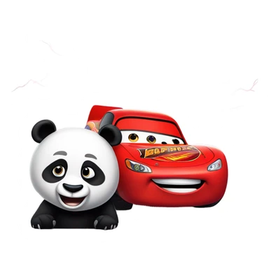 Panda with Lightning mcqueen sticker