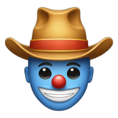 Classic Clown face emoji wearing a cowboy hat sticker