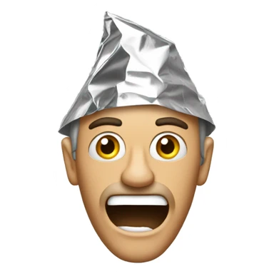 Crazy man with crunched pointy tin foil hat sticker