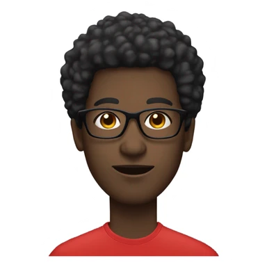 “black man with black afro and glasses and wearing a long sleeved red shirt  sticker