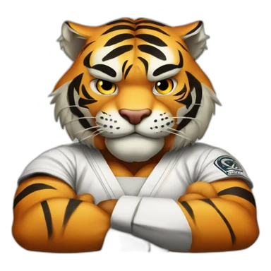 Tiger with evil face   jiu jitsu with his arms crossed sticker