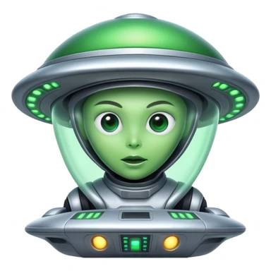 alien piloting a UFO spaceship sticker