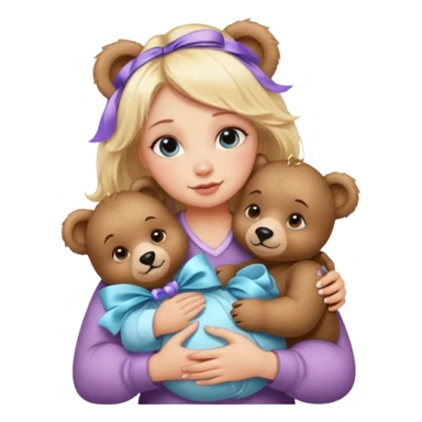 woman hugging baby bears with ribbons and crystals sticker