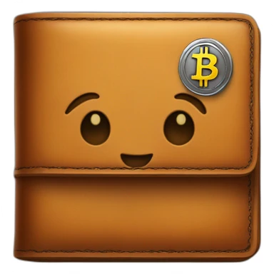 Leather wallet with a physical Bitcoin sticker