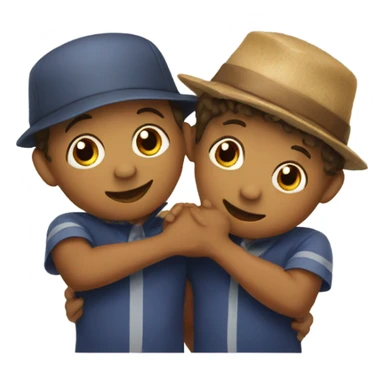 boys in fun hats hug sticker