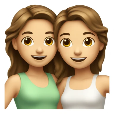 Two happy Girls Brown hair under Palme  sticker