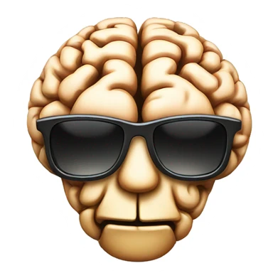 a brain wearing sunglasses. mix the brain emoji with the cool sunglasses smiley emoji sticker