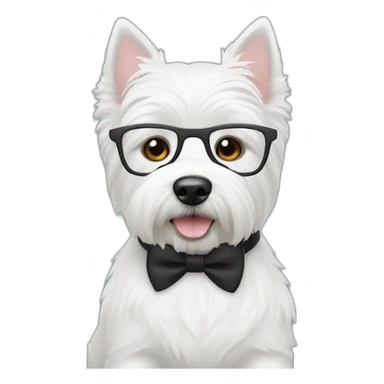 Man with glasses anda westie dog in s sticker