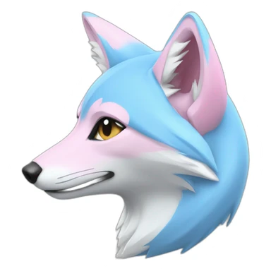 half light blue half light pink fox sticker