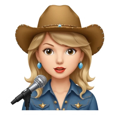 taylor swift is singing with mirco and cowboy hat sticker