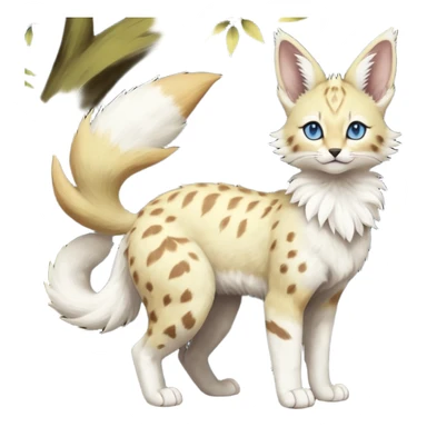 Albino-white, blue-eyed soft natural realistic romantic vintage antique divine beautiful elegant pretty precious cute young youthful  Fakémon-Pokémon-feline-Zeraora-Jolteon-serval-caracal-chinchilla-Minccino-Cinccino-Meowstic-rodent-hybrid-creature (full body) sticker
