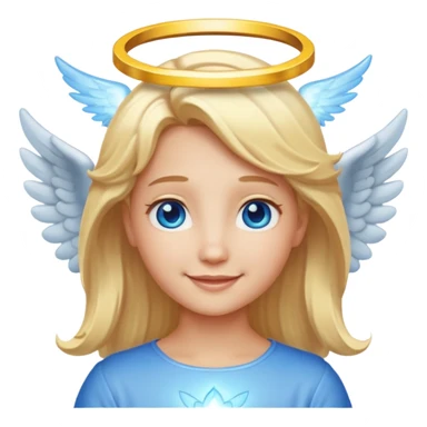 angel emoji blonde hair, blue eyes and smiling sticker