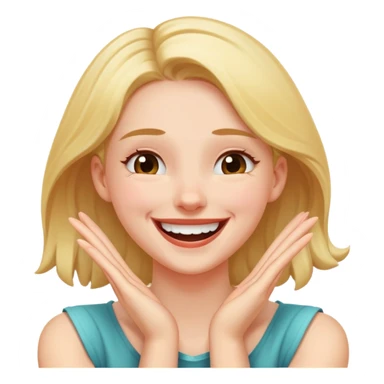A girl with her arms crossed with both of her hands on her neck laughing sticker