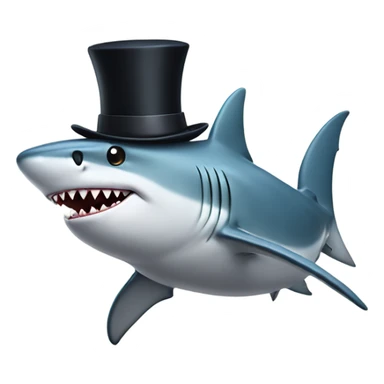 Shark with a top hat with a wig sticker