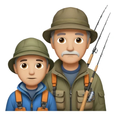 Father and son in fishing gear are cold full body sticker