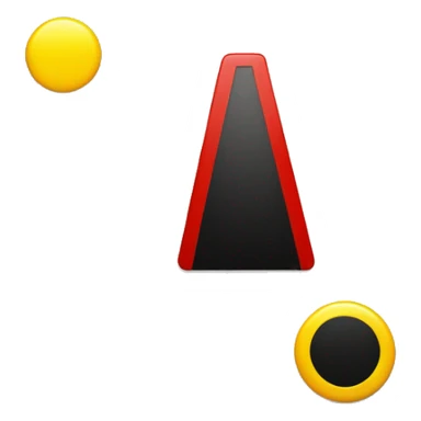 a black and red rectangle with a medium-sized yellow circle in the middle sticker