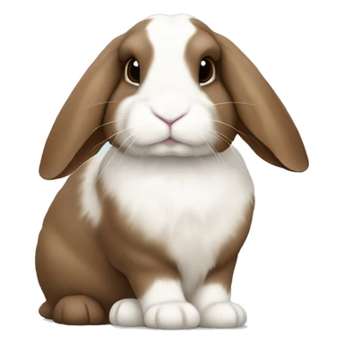 brown holland lop bunny (portrait, facing forward, iOS 17 style, happy) sticker
