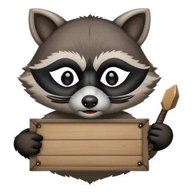 Raccoon holding large blank sign sticker