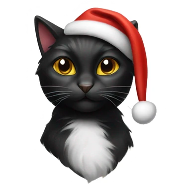 Black cat with christmas hat  sticker