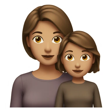 Mom with short brown beautiful hair and daughter with long brown hair  sticker
