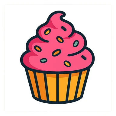 a cupcake with pink icing sticker