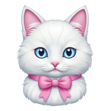 white cat with a pink bow and blue eyes sticker