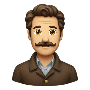 Homme brun énervé avec un petite moustache sticker