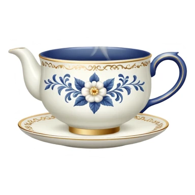 Fancy Teacup (no spout) with steam rising sticker