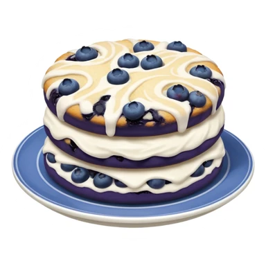 plate of 2 blueberry biscuits with white icing swirl on top sticker