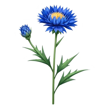 single Cornflower, straight stem sticker