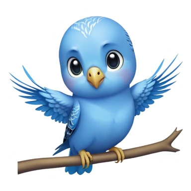 adorable-[budgie]-realistic-full-body-perched-emoji,-wings-tucked-neatly,-head-tilted-dramatically,-sleek-[blue]-feathers,-simplified-yet-realistic-focused-features,-highly-detailed,-glowing-with-an-almost-sarcastic-glow sticker