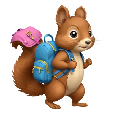 a squirrel walking with a backpack
 sticker