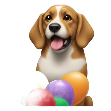 A dog with I’m sorry balloons sticker