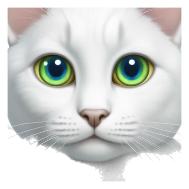 White cat with blue And green heterochromia sticker