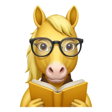 yellow horse read book with glasses sticker