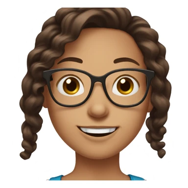 Hi please create an emote of a girl with chocolate brown hair with the sides shaved, blue eyes and glasses. make her laugh. include the word LOL. sticker