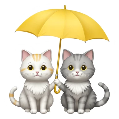 Cats with yellow umbrella sticker