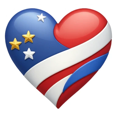 Patriotic heart white ribbon and gold stars sticker